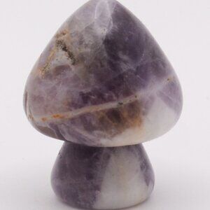 ✨ Chevron Amethyst Mushroom Crystal Carving – Polished Stone ✨